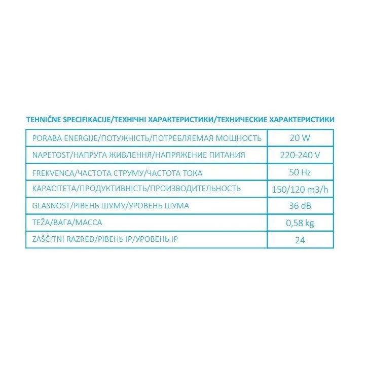 Aksialni ventilator s povratno loputo D125 DISC 5C - Akvavent