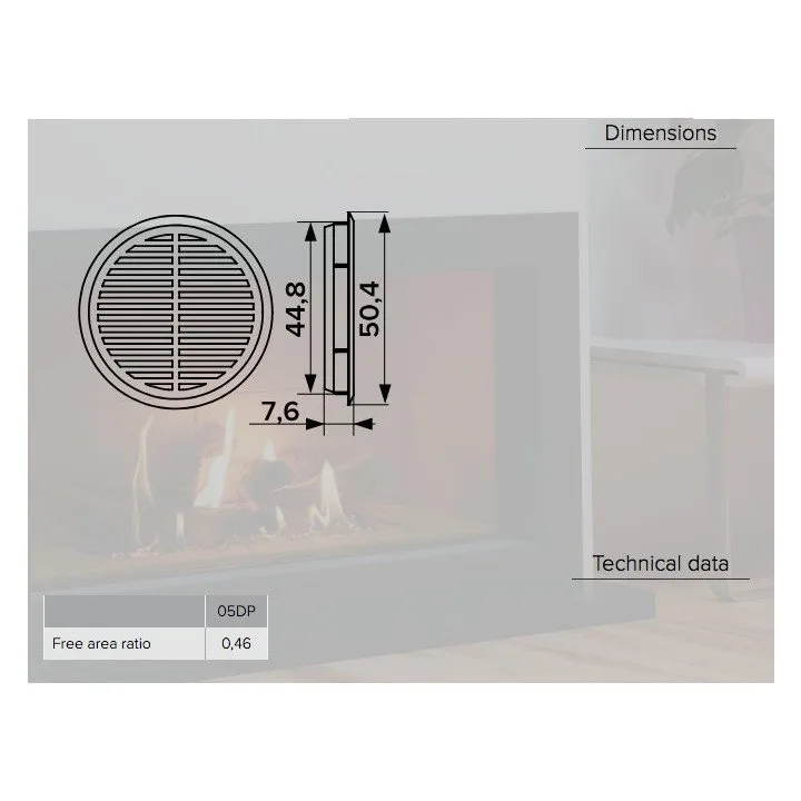 05DP 1/4, odvojiva okrugla ventilacijska rešetka, 4 kom