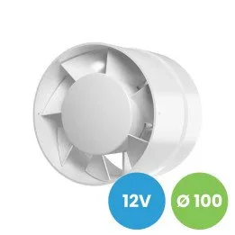 Varčen cevni ventilator 100 mm, 12V za prostore z visoko vlago