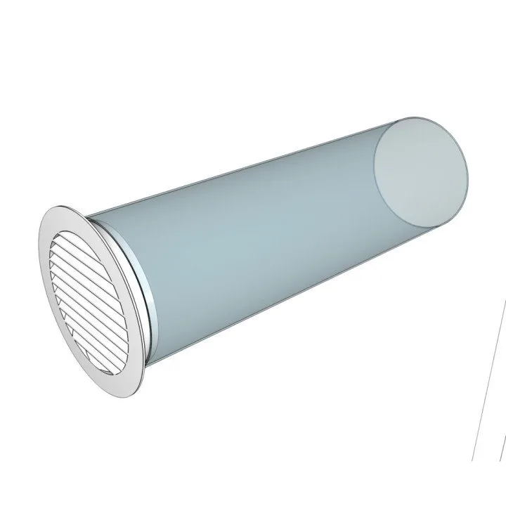15RKN grey, Zunanja okrogla rešetka D200 s prirobnico D150, ASA plastik 