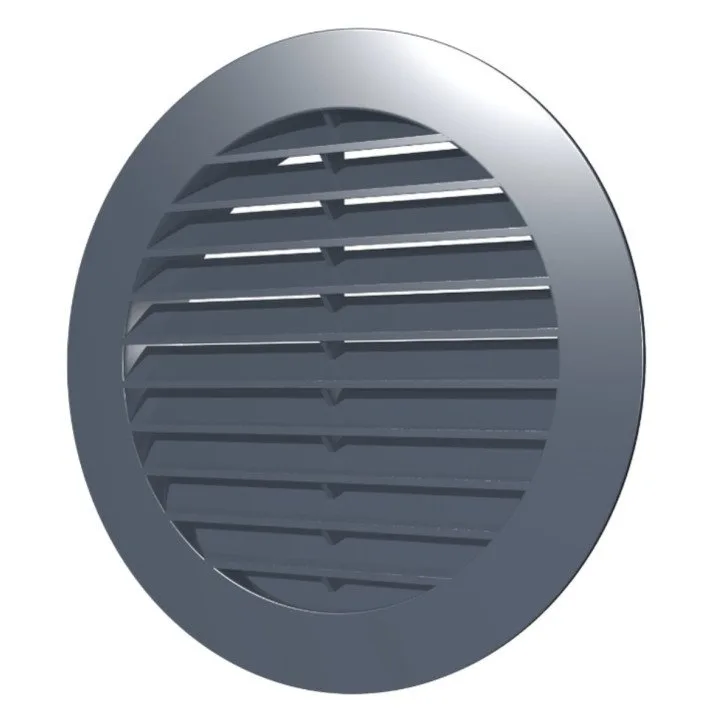 15RKN grey, Zunanja okrogla rešetka D200 s prirobnico D150, ASA plastik 