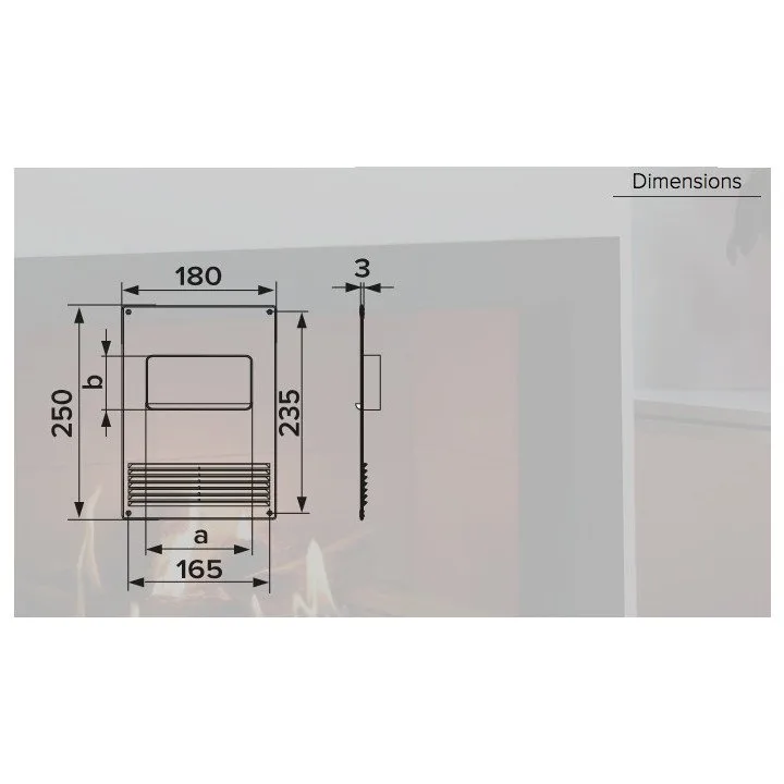 612PTGR, Navpična plastična spodnja plošča z rešetko 180x250 in prirobnico 60x120