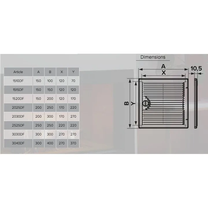 Slonovača od 3030DF, DEKOFOT ventilacijska vrata s ručicom 300x300, kromirana