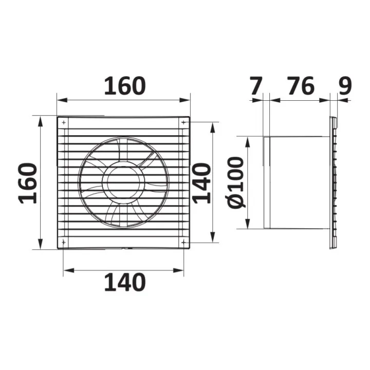Povoljan ventilator za kupaonicu 100mm sa senzorom svjetlosti i vremenskim prekidačem