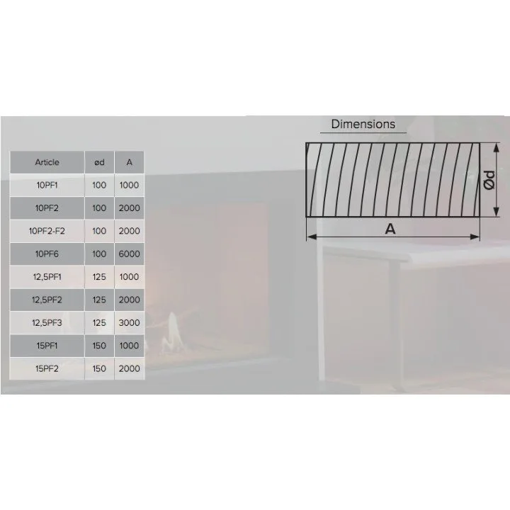 12,5PF3, Fleksibilni pvc zračni kanal D 3m premer 125