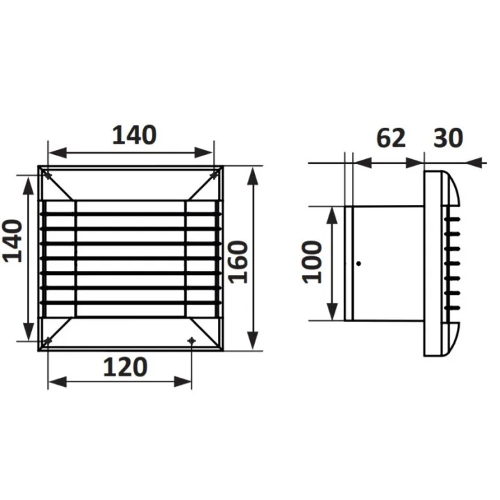 Tihi kopalniški ventilator Euro 4A z avtomatsko loputo 100 mm, ugodno
