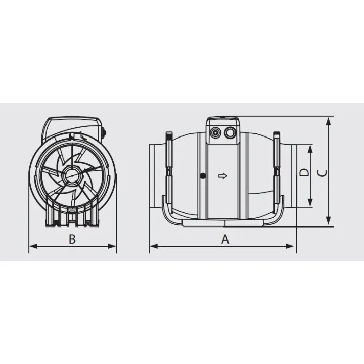 TYPHOON 100 2SP osni cevni ventilator – 2 hitrosti, IP44