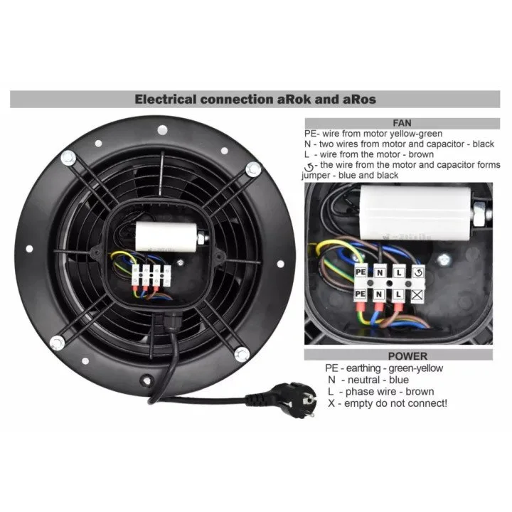 Visokozmogljiv stenski industrijski aksialni ventilator 630 mm