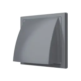 1515K10FV siva, vanjska zidna rešetka s povratnim zatvaračem 150x150 i s prirubnicom D100, siva, ASA plastika