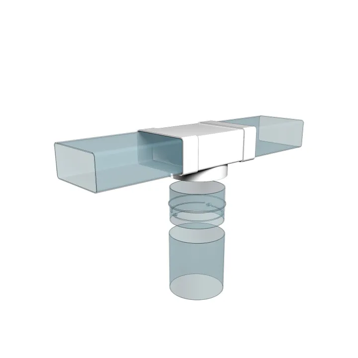 T-koleno med pravokotno cevjo 220x90mm in zračnim razdelilcem s prirobnico D150 mm | 922TF15P