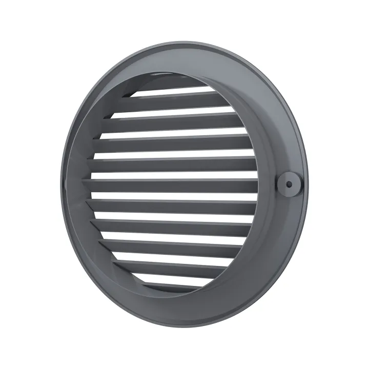15RKN grey, Zunanja okrogla rešetka D200 s prirobnico D150, ASA plastik 
