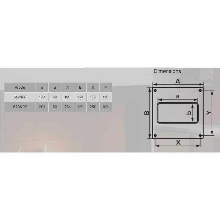 612NPP, Donja traka 150x150 za pravokutni kanal 60x120