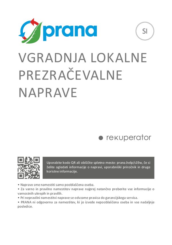 PRANA – Priročnik za vgradnjo vseh sistemov