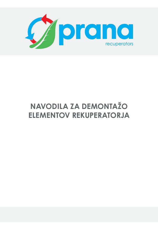 PRANA rekuperatorji – Navodila za demontažo