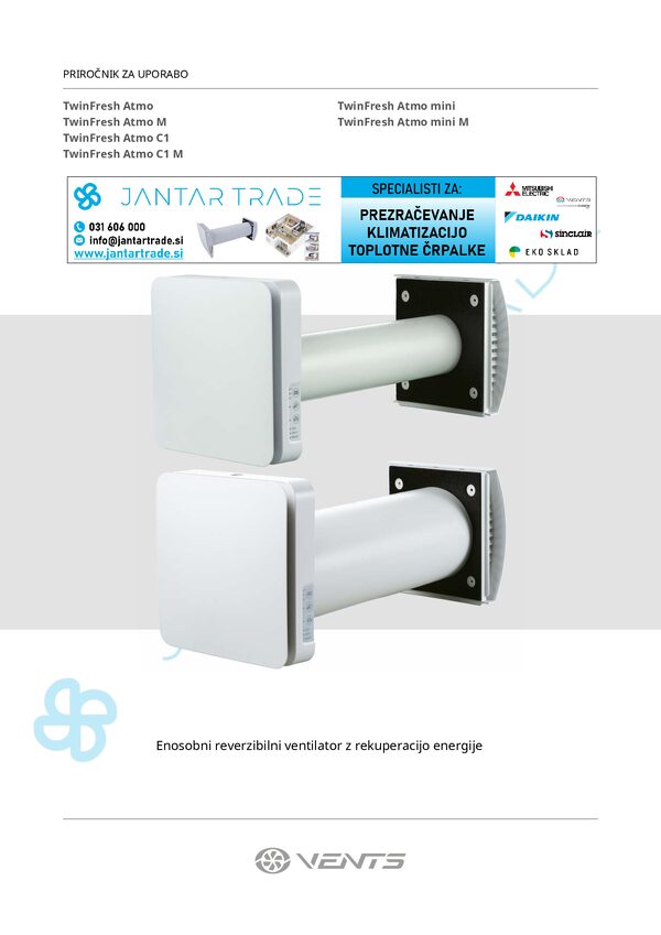 VENTS TwinFresh Atmo - Navodila za uporabo